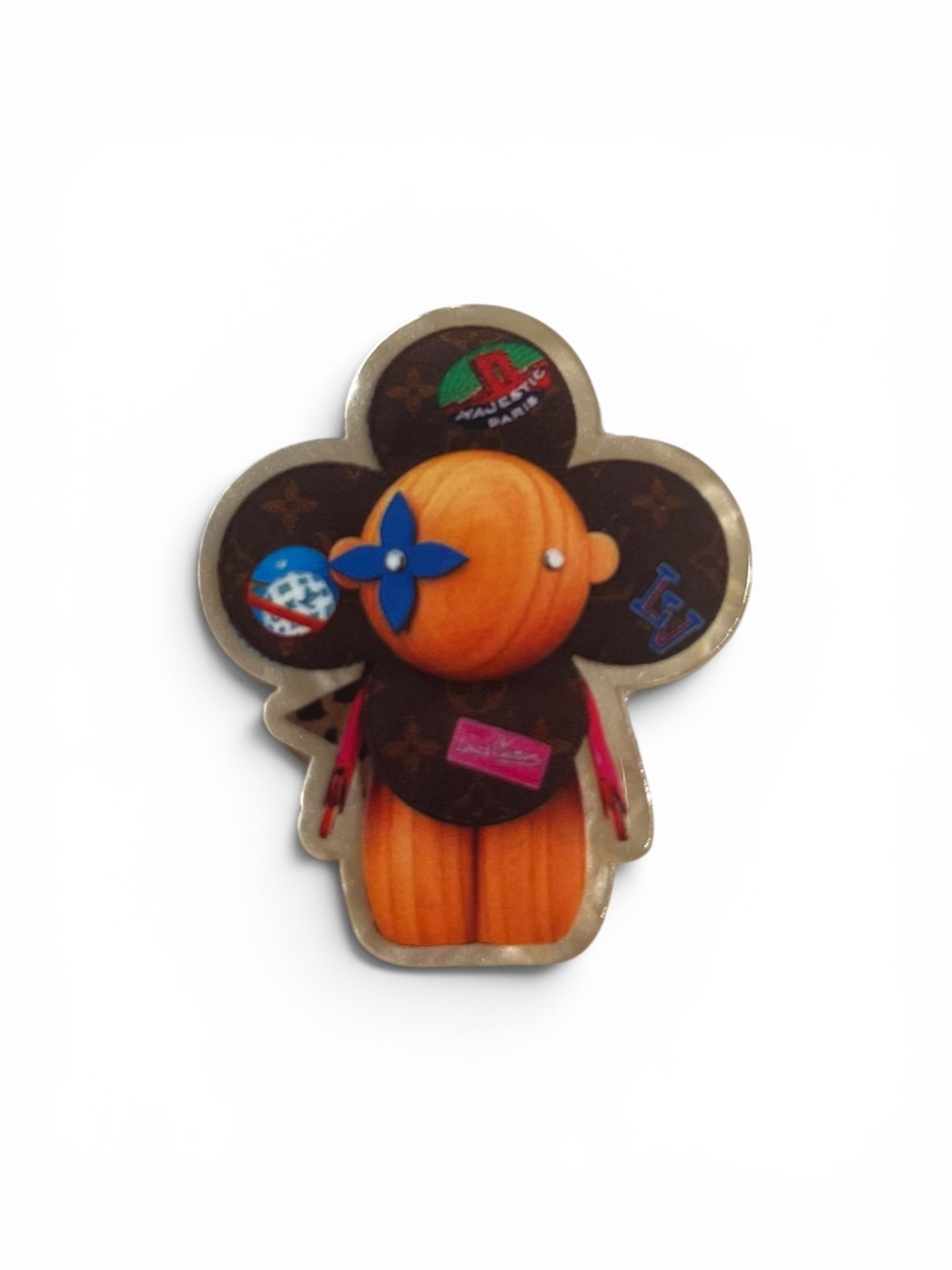 Designer Logo Phone Grip - Brown & Orange